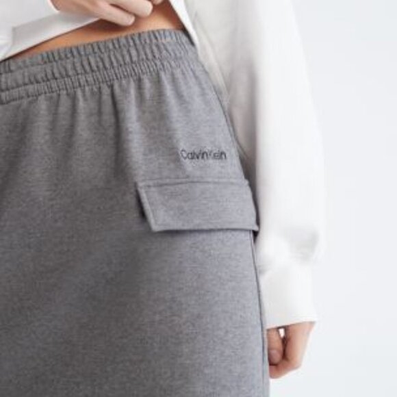 Calvin Klein Standard Logo Fleece Cargo Skirt (Grey) - Picture 2 of 9